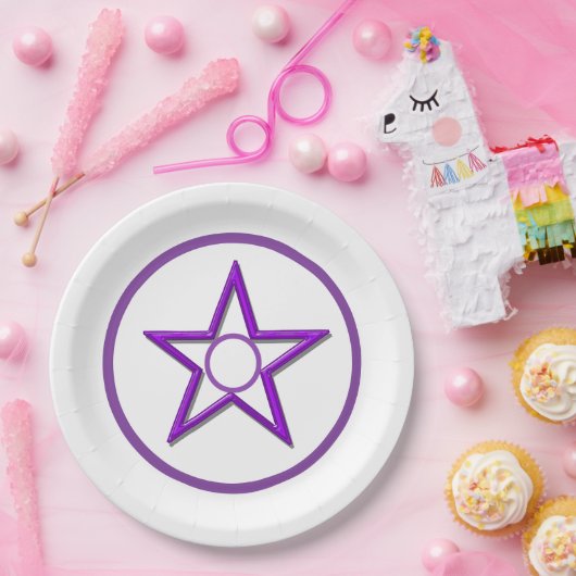 Papieren Bord - Paarse sterren en cirkels (Feest)