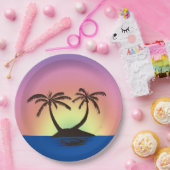 Papieren Bord - Palm Island bij zonsondergang (Feest)