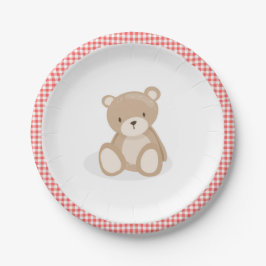 Papieren Bord picknick teddybeer rood gingham verj