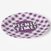 Papieren Bord Picknick Tijd Paars Gingham Patroon (Gekanteld)