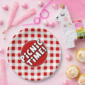 Papieren bord picknicktijd rood geruit patroon (Feest)