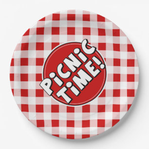 Papieren bord picknicktijd rood geruit patroon