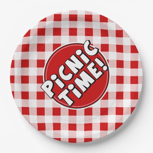 Papieren bord picknicktijd rood geruit patroon (Voorkant)