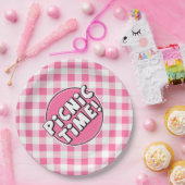 Papieren Bord Picnick Tijd Roze Gingham Patroon (Feest)