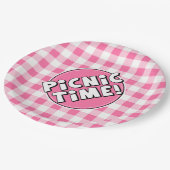 Papieren Bord Picnick Tijd Roze Gingham Patroon (Gekanteld)
