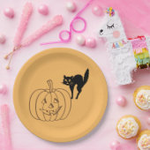 Papieren Bord - pompoen en zwarte kat (Feest)