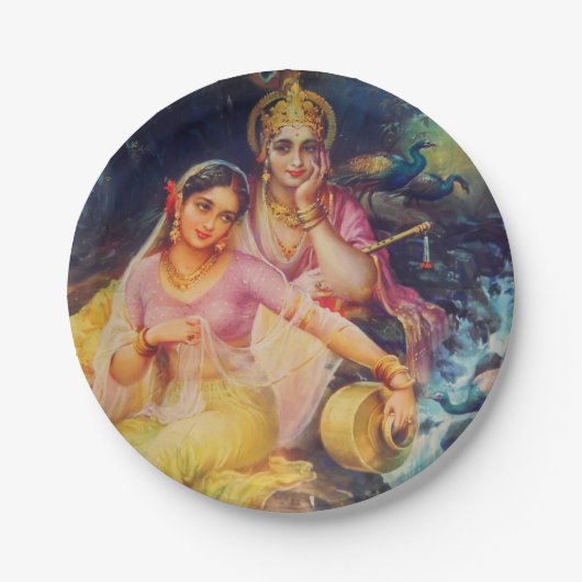 Papieren bord Radha en Krishna (Voorkant)