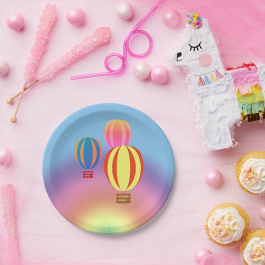 Papieren Bord - Regelboog met luchtballonnen (Feest)