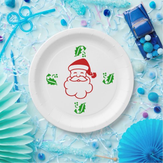 Papieren Bord - Santa en Holly (Feest)