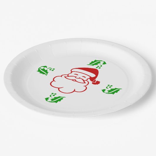 Papieren Bord - Santa en Holly (Gekanteld)