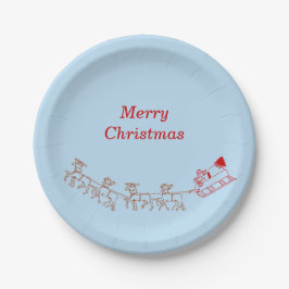 Papieren Bord - Santa en Sleigh