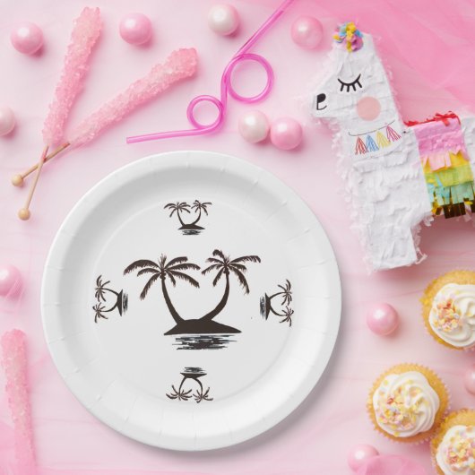 Papieren Bord - Silhouette of Tropical Island (Feest)