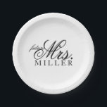 Papieren Bord - toekomstige mevrouw<br><div class="desc">Papieren borden voor uw partij of evenement met toekomstige tekst en achternaam. Kies om het even welke kleuren van de achtergronddoopvont u houdt van. De familienaam zoals getoond is dubbel-uit elkaar geplaatst. De enige-ruimte van het gebruik of vermindert tekstgrootte om naam binnen tekst veilig gebied te houden.</div>