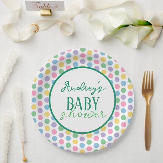 Papieren bord voor babyshower met polkadots (Huwelijk)