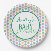 Papieren bord voor babyshower met polkadots (Voorkant)