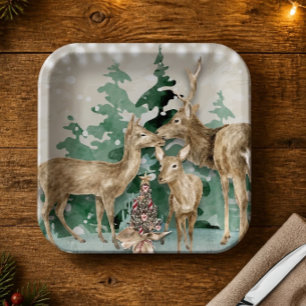 Papieren bord voor bosherten Kerstfeest