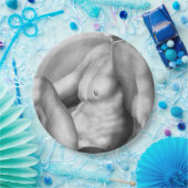 Papieren bord voor hem - Kunstzinnige naakte manne (Feest)