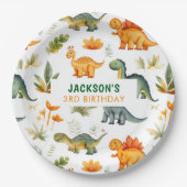 Papieren bord voor jongens dinosaurus verjaardagsf (Voorkant)