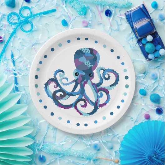 Papieren Bord Waterverf-octopus met rand (Feest)