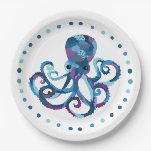 Papieren Bord Waterverf-octopus met rand