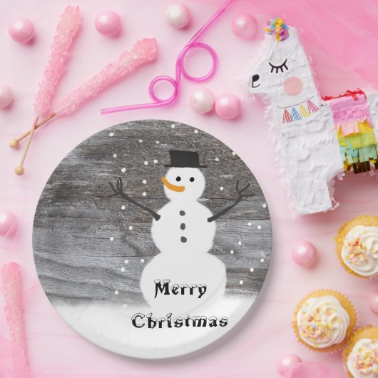Papieren bord wit Rustisch snowman met kerst (Feest)