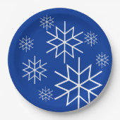 Papieren Bord - Witte sneeuwvlokken op blauw (Voorkant)
