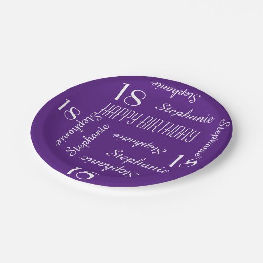 Papieren Borden, 18e verjaardagsfeestje Herhalende Papieren Bordje (Gekanteld)