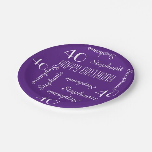 Papieren Borden, 40e verjaardag-repeteernamen Papieren Bordje (Gekanteld)