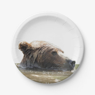Papieren Borden 7-inch met grizzly beer Bordje