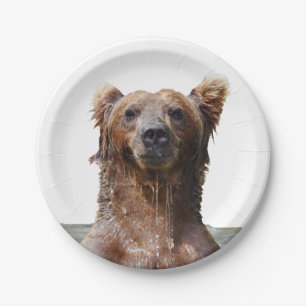 Papieren Borden 7-inch met grizzly beer Bordje