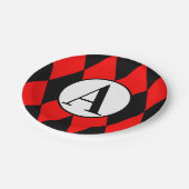 Papieren Borden 7-inch RED & BLACK HARLEQUIN & MON Bordje (Gekanteld)