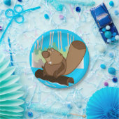 Papieren Borden 7 met bever Papieren Bordje (Feest)