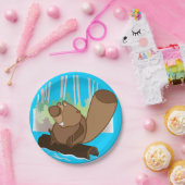 Papieren Borden 7 met bever Papieren Bordje (Feest)