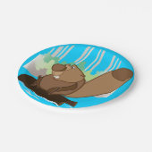 Papieren Borden 7 met bever Papieren Bordje (Gekanteld)