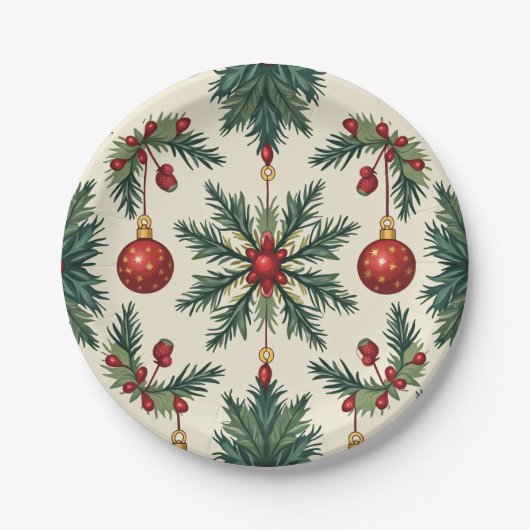 Papieren Borden, 7" Ronde Papier Bord (Kerst) (Voorkant)