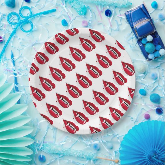 Papieren Borden 9-inch/Vampierlips Papieren Bordje (Feest)
