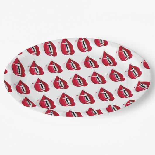 Papieren Borden 9-inch/Vampierlips Papieren Bordje (Gekanteld)