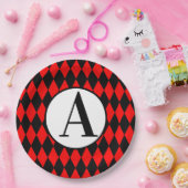 Papieren Borden 9-inch ZWART- EN RODE HARLEQUINMON Papieren Bordje (Feest)