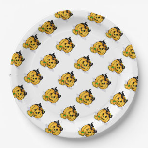 Papieren Borden 9-inch/zwarte kat en pompoen Bordje