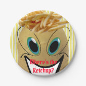 Papieren Borden, aardappelFranse bessen Gele stree Papieren Bordje (Voorkant)