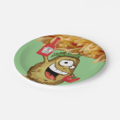 Papieren Borden, Aardappelgroente, Ketchup Groen Papieren Bordje (Gekanteld)