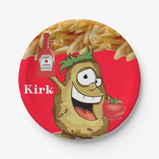 Papieren Borden, Aardappelmoes, Franse groentetchu Bordje (Voorkant)