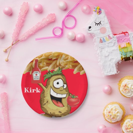 Papieren Borden, Aardappelmoes, Franse groentetchu Papieren Bordje (Feest)