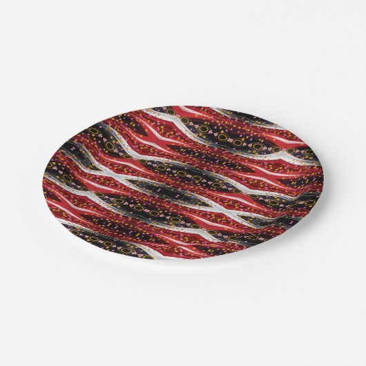 Papieren Borden Abstract Rood Zwart Wit Papieren Bordje (Gekanteld)