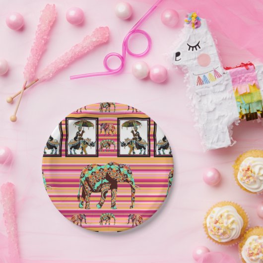 Papieren Borden, Afrikaanse olifant Papieren Bordje (Feest)