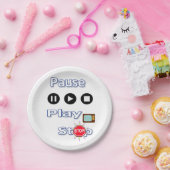 Papieren Borden Afspelen Pauze Stop Papieren Bordje (Feest)