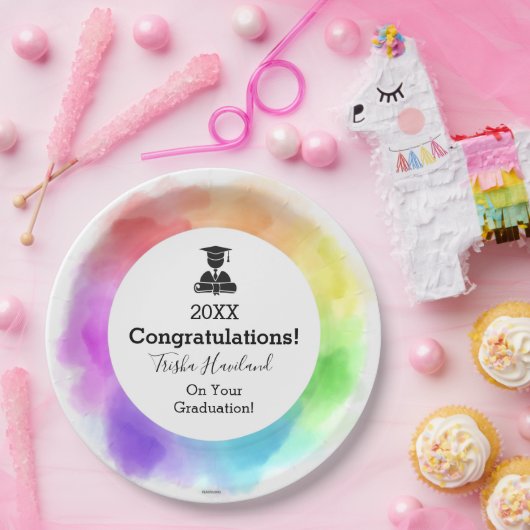 Papieren Borden Afstuderen Waterverf Kijk HAMbyWG Papieren Bordje (Feest)