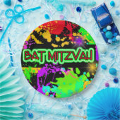 Papieren Borden Bat Mitzvah Bright Neon Paint Bordje (Feest)