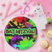 Papieren Borden Bat Mitzvah Bright Neon Paint Papieren Bordje (Feest)