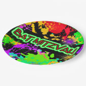Papieren Borden Bat Mitzvah Bright Neon Paint Papieren Bordje (Gekanteld)